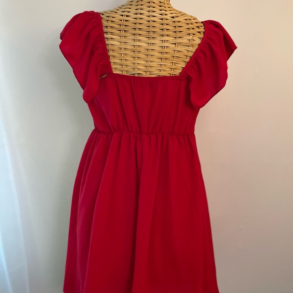 SHEIN size small flutter sleeve red dress - Picture 3 of 4